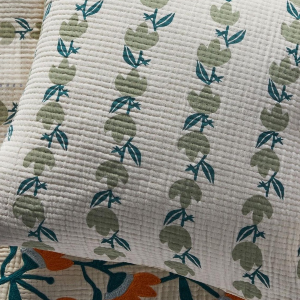 Embroidered Bevin euro shams (set of 2 available).